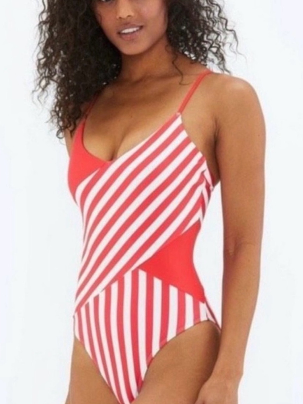 Summer salt red striped one piece size 6, medium